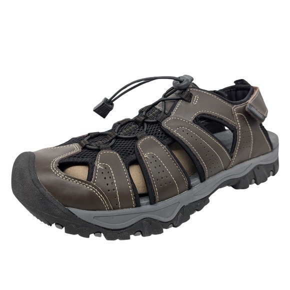Eddie Bauer Men\'s Stewart Fisherman Sandal Brown Leather Adjustable Size 13M